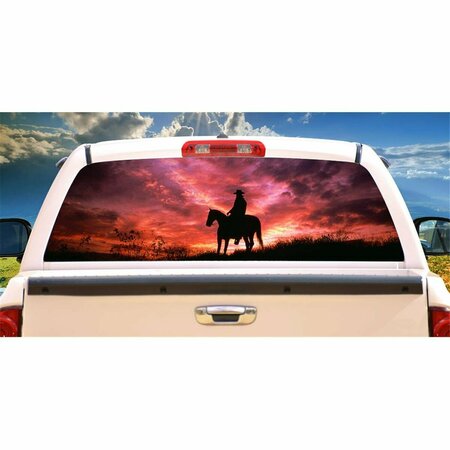 ENTRETENIMIENTO Cowboy Sunset Rear Window Graphic Truck View Thru Vinyl Back Decal EN2680468